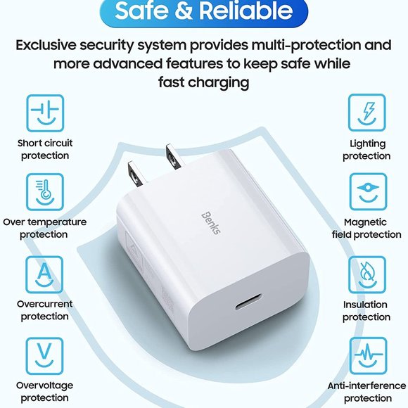 BENKS Fast Charger 20W Wall Plug Cube for iPhone 13/13 Mini/13 Pro/13 Pro Max - Picture 4 of 7